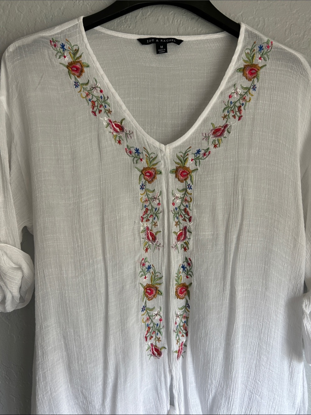 Zac & Rachel White V‑Neck Embroidered Tie‑Front Tunic - Picture 3 of 8